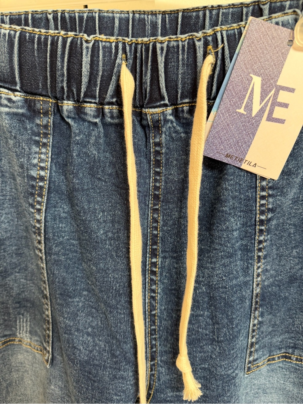 Metietila Pull On Distressed Blue Jeans NWT - Picture 6 of 11